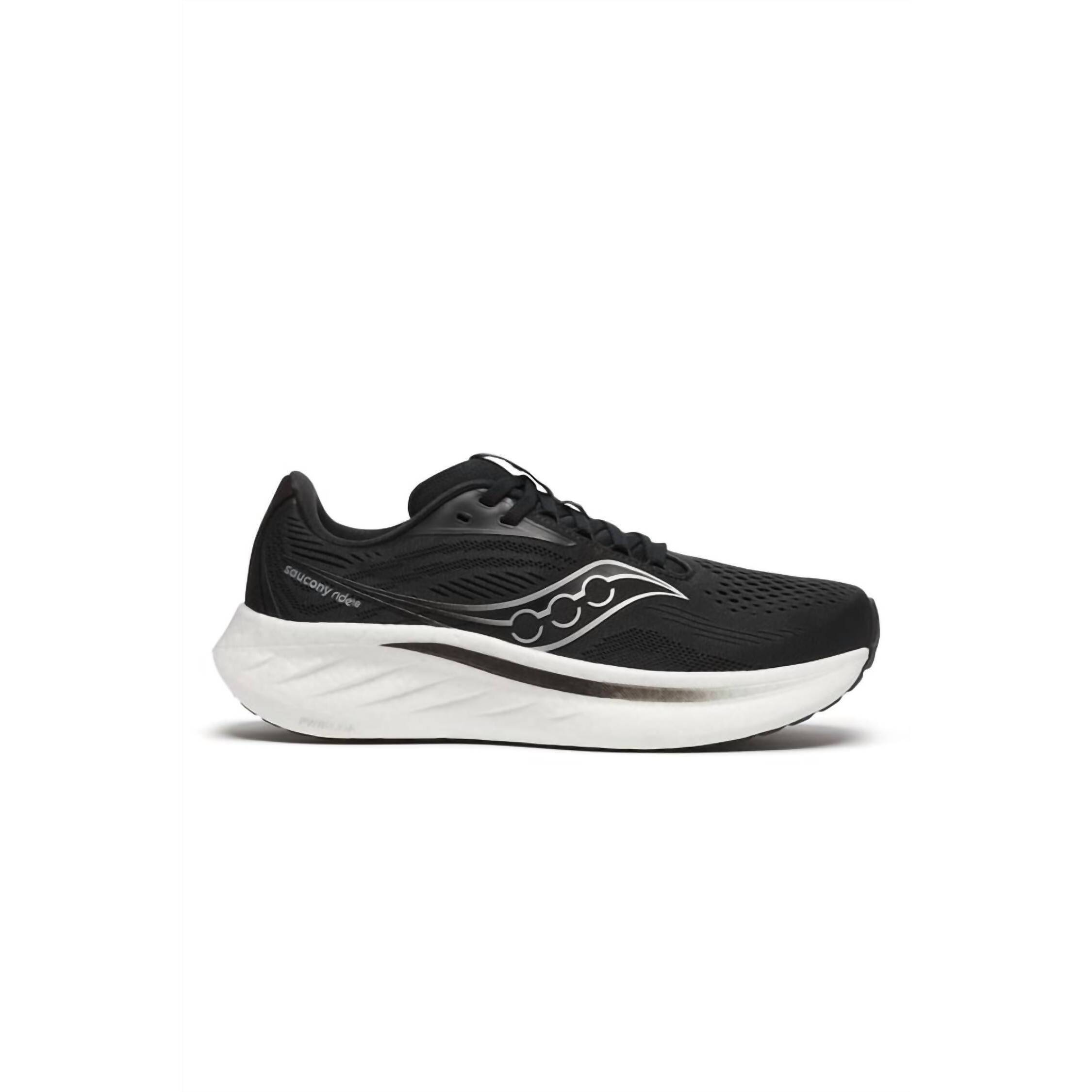 New Saucony Women's Ride 18 Shoe In Black/White